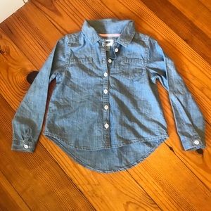 Linen denim/ chambray button down shirt